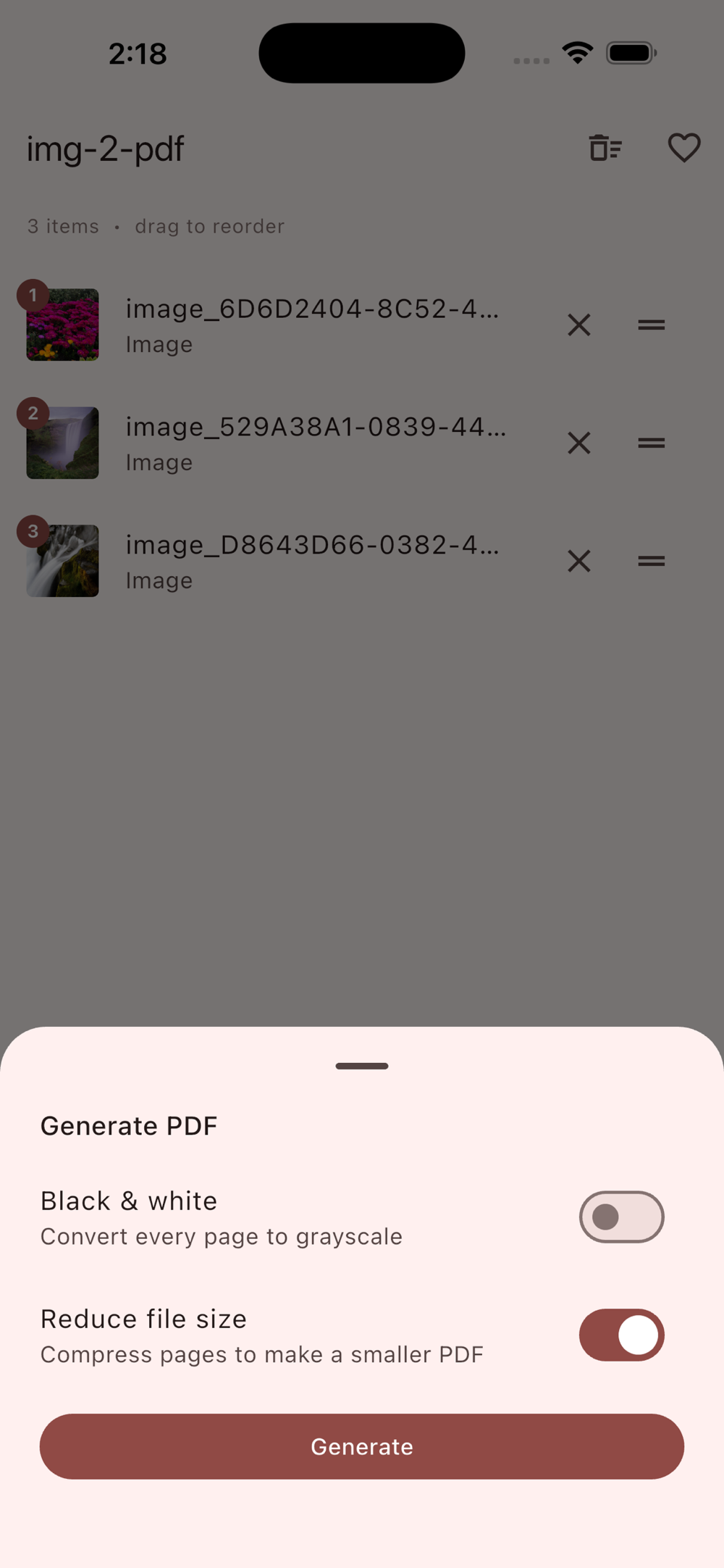 Creating a PDF in img-2-pdf