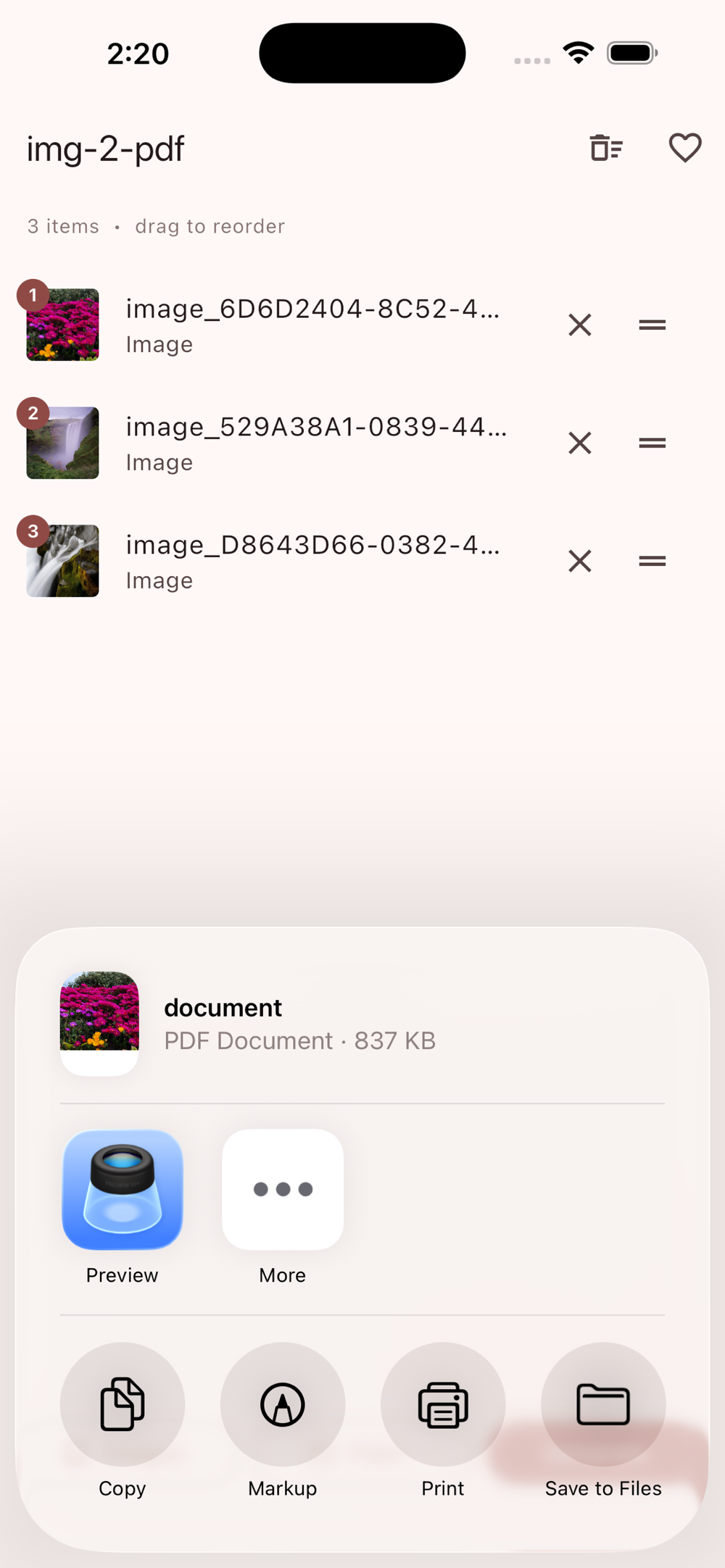 A finished PDF in img-2-pdf