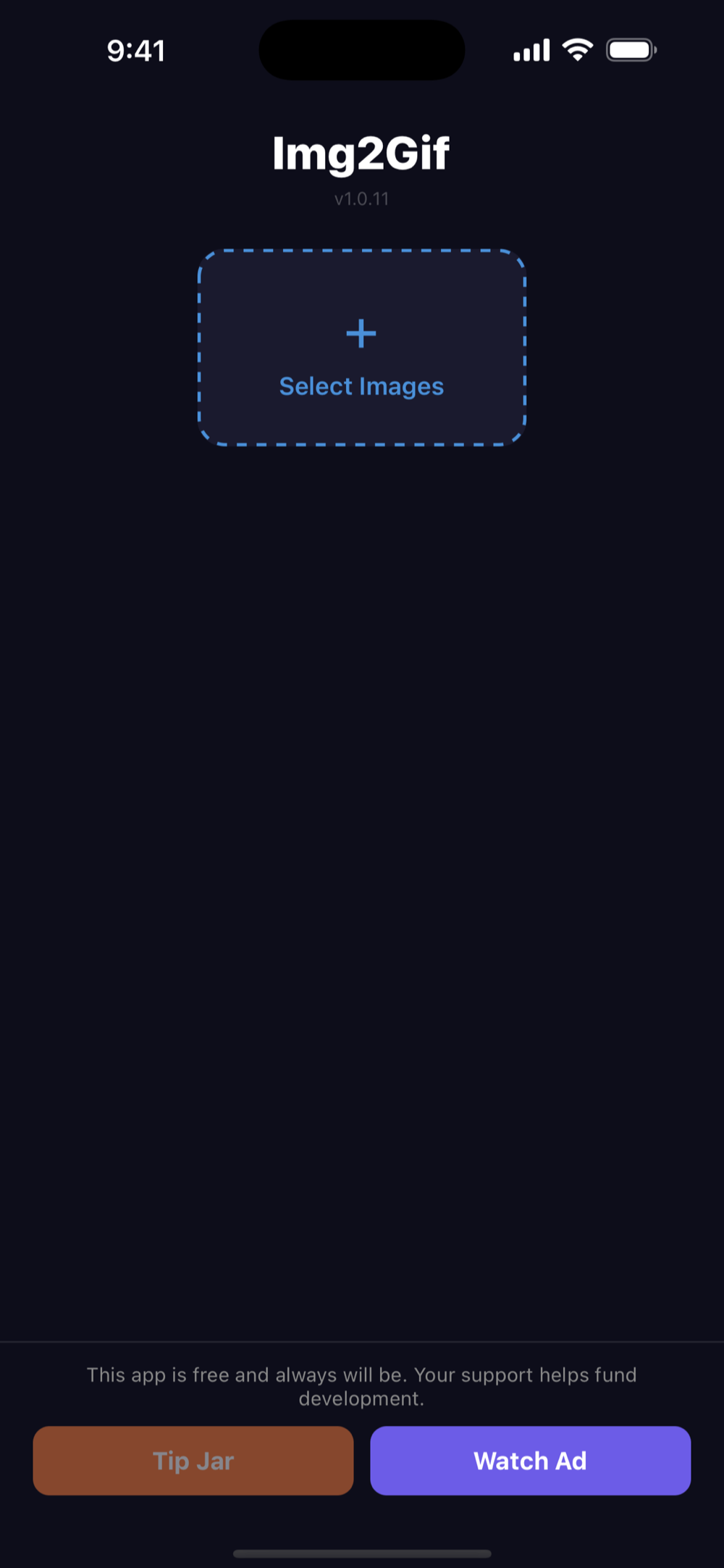 Img2Gif home screen